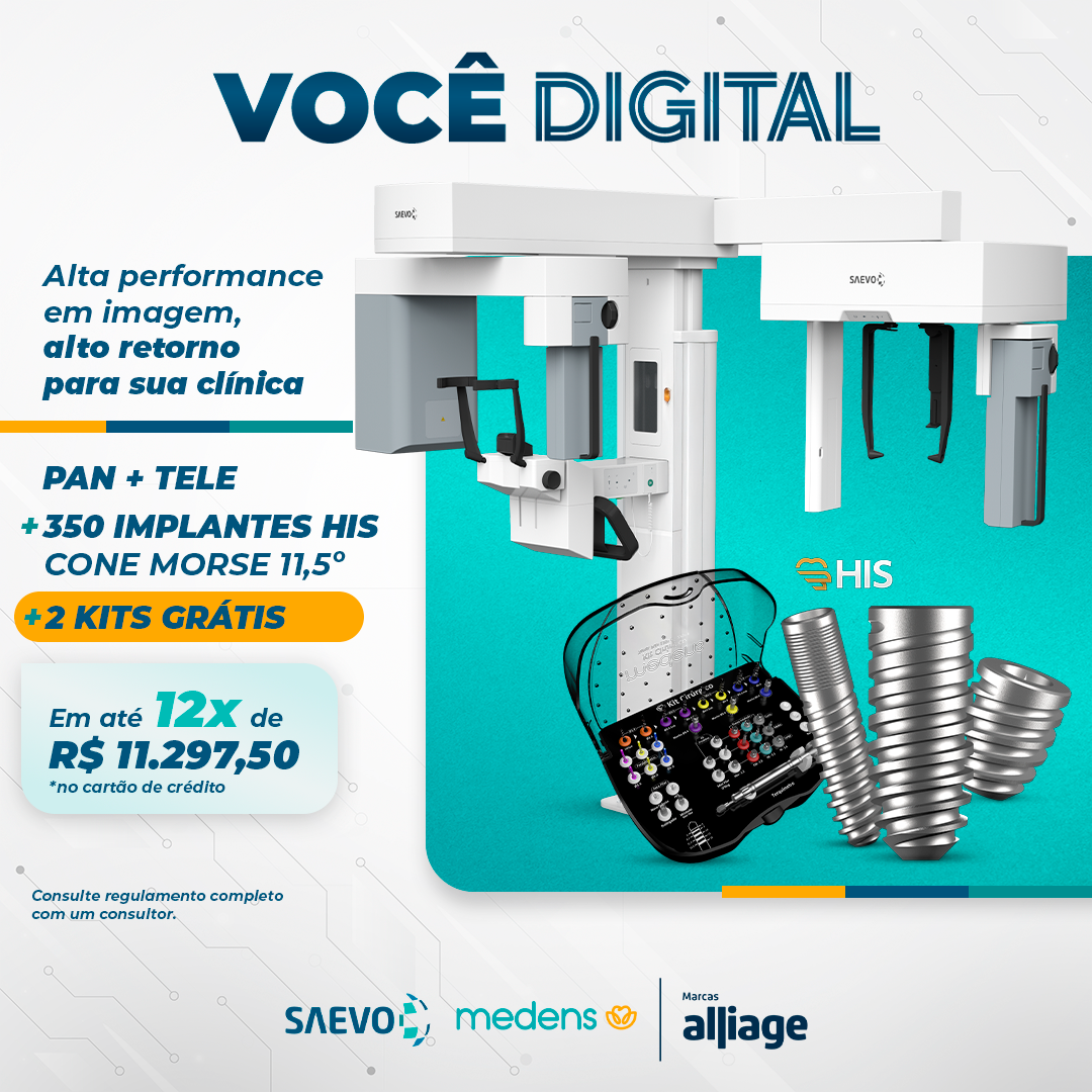 Você Digital | Saevo 2D (Pan + Tele) + 350 Implantes Medens + 2 Kits Cirúrgicos